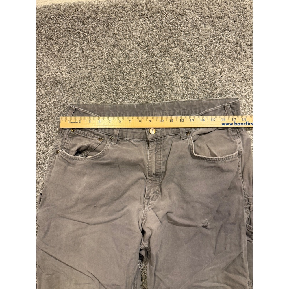Carhartt Work Pant Men 36x32 Grey B159 Loose Fit Canvas Carpenter Distressed * - Picture 4 of 12